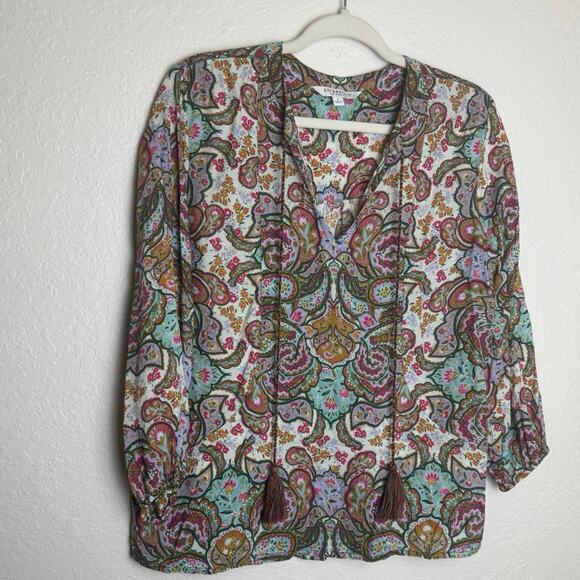 Liverpool Los Angelos Long Sleeve Paisley Boho Top with Tassel Detail Size S - Picture 7 of 10